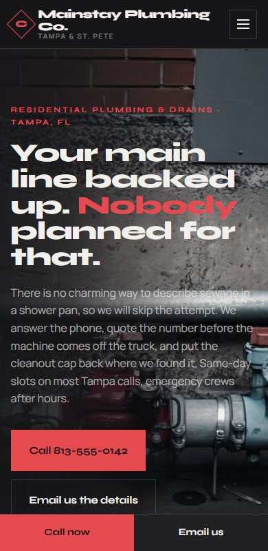 Mainstay Plumbing Co. on a phone